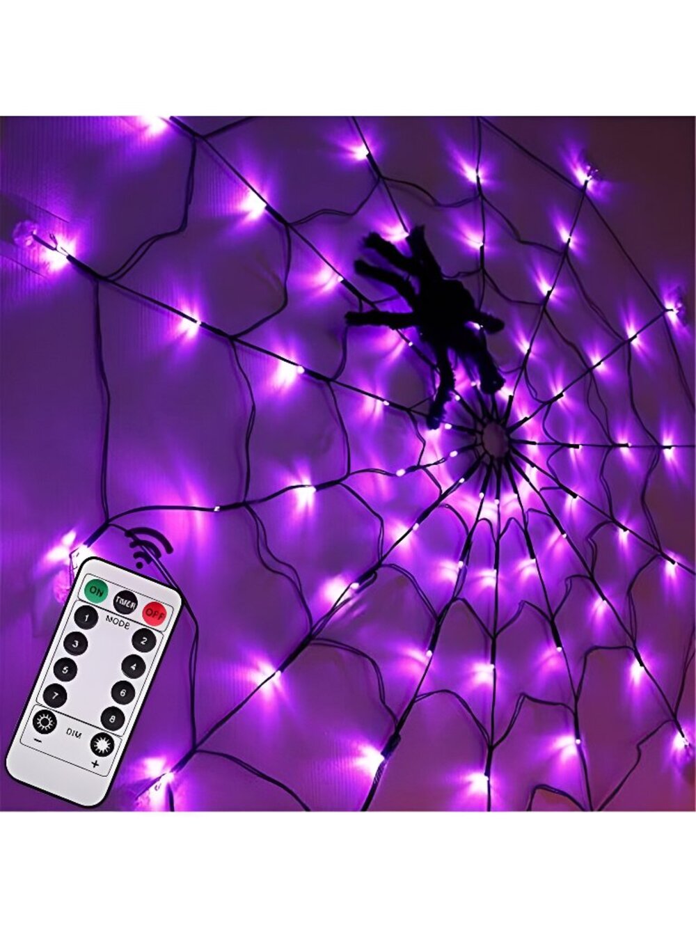Halloween Decorations Spider Web Lights - 4FT Diameter 70 LEDs with Black